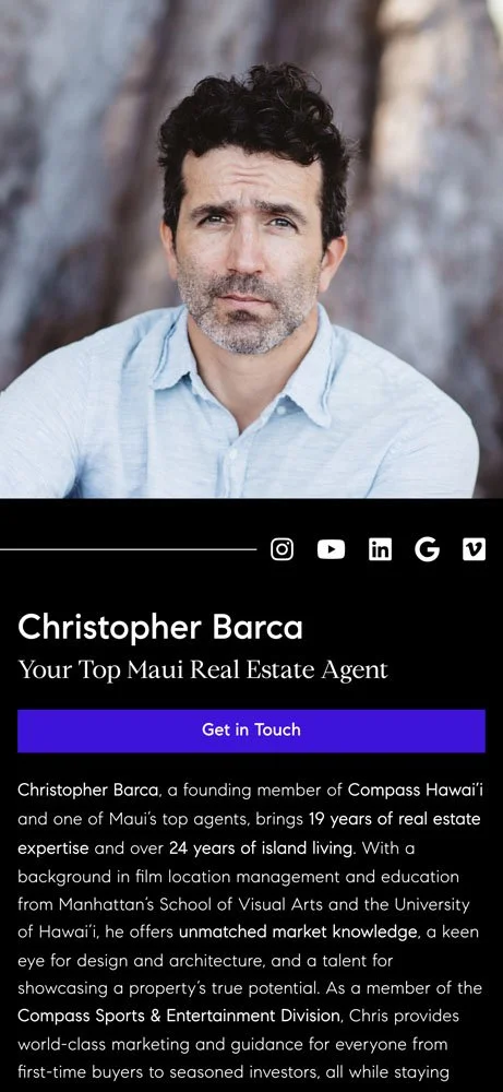 Maui Real Estate mobile homepage